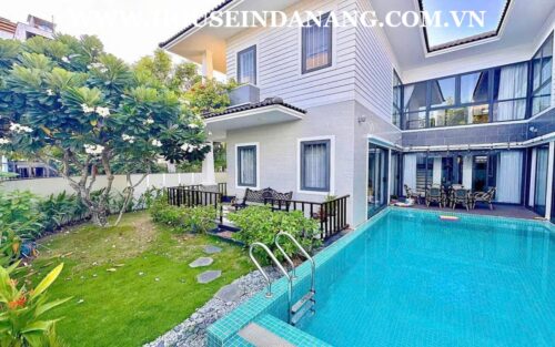 Da Nang rental villa in Ngu Hanh Son district, Vietnam, swimming pool and green garden